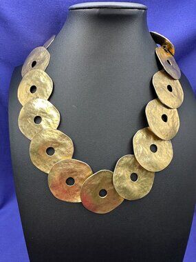 VTG Hammered Matte Gold-Tone “Runway” Statement Necklace